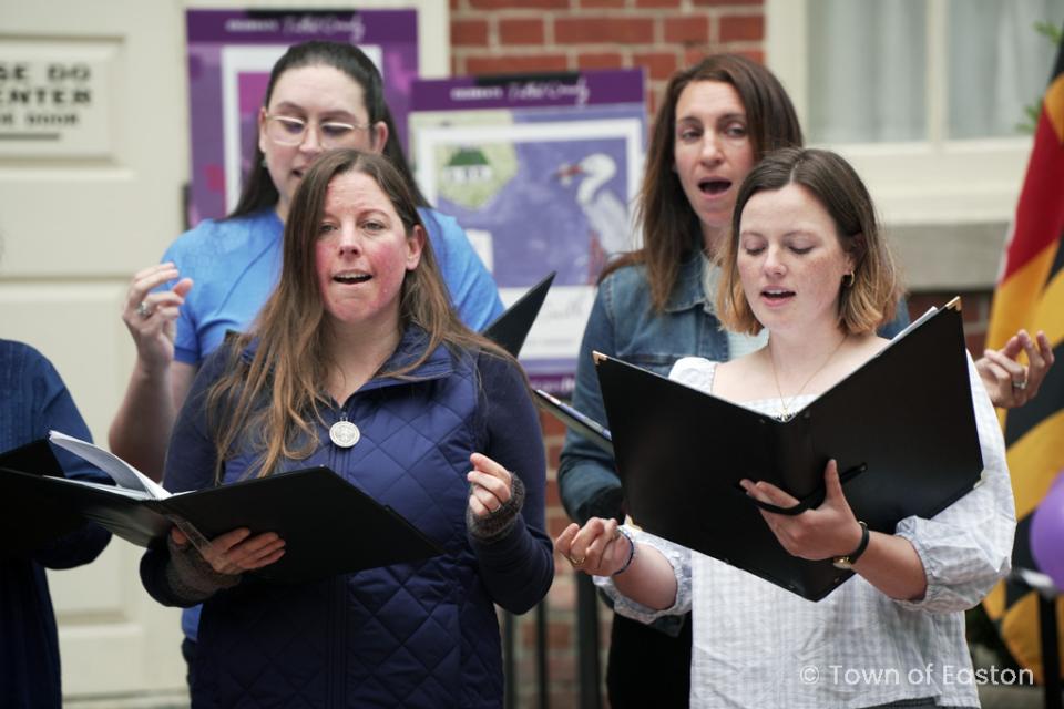 Photo Courtesy of Town of Easton. Allegro Academy choral group sings to start off Talbot Day.
